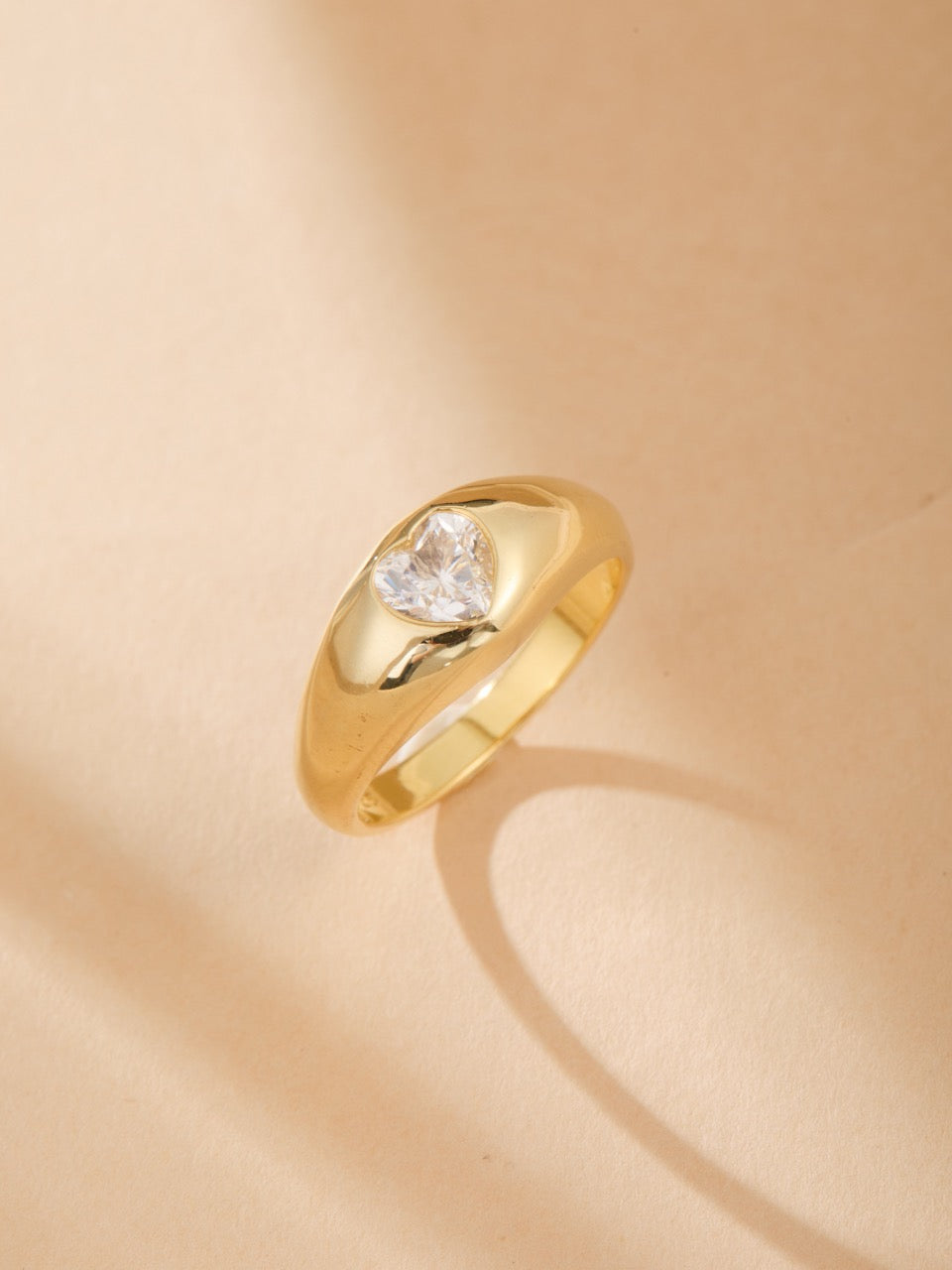 Chunky Heart Signet Silver Ring