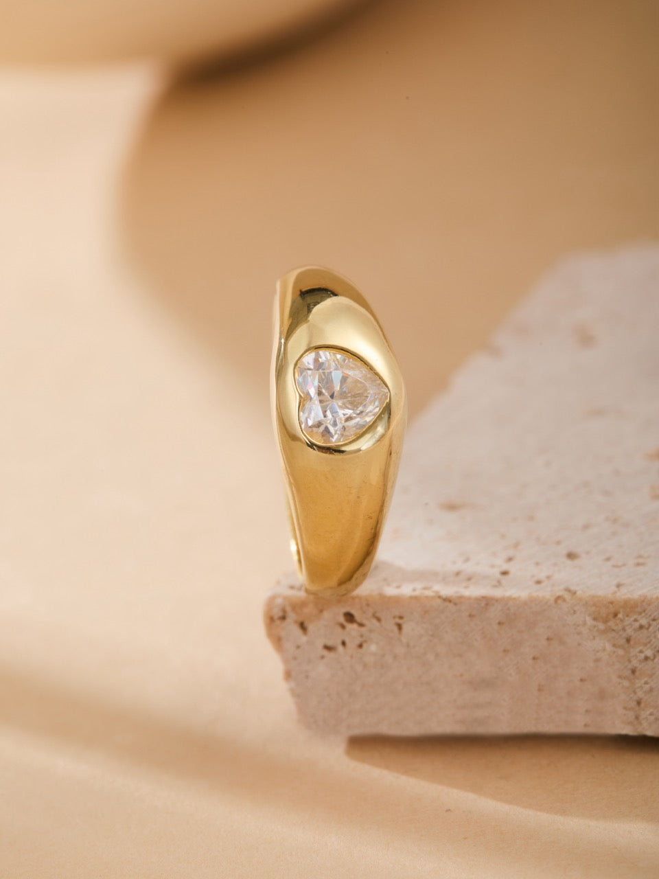 Chunky Heart Signet Silver Ring
