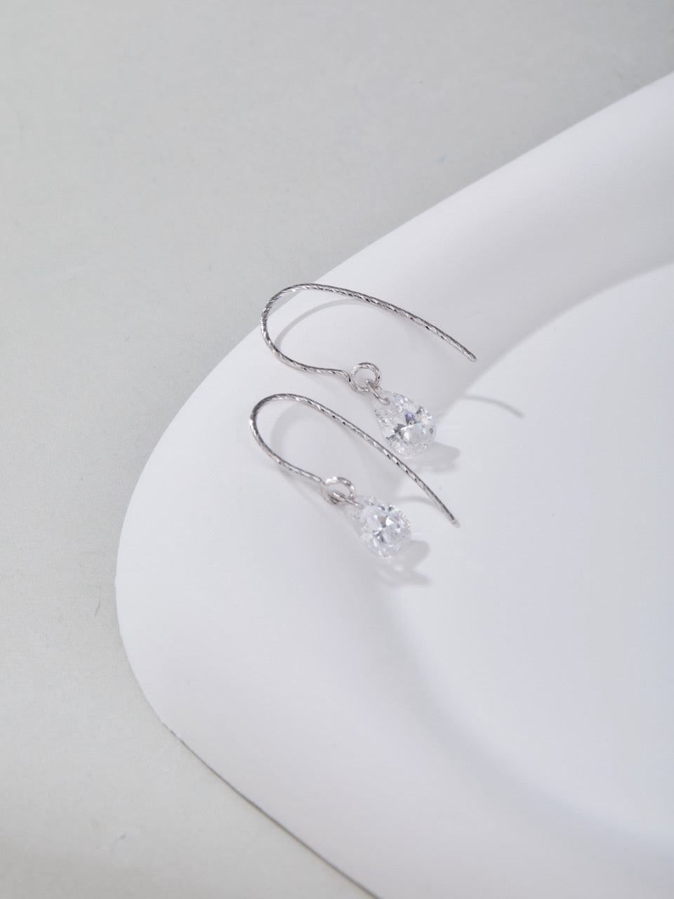 Pear-Cut Dangle Fishhook Earrings