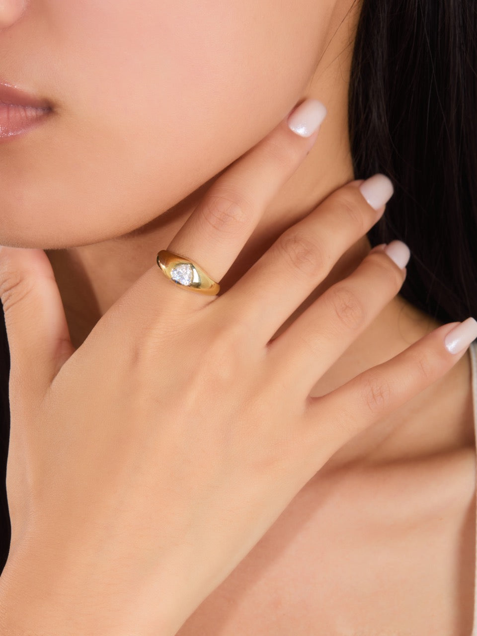 Chunky Heart Signet Silver Ring