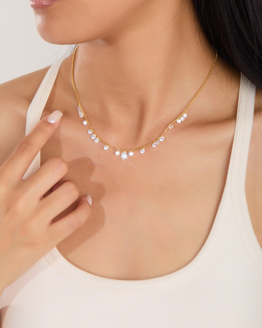 Multi-Stone Graduated Drop Necklace