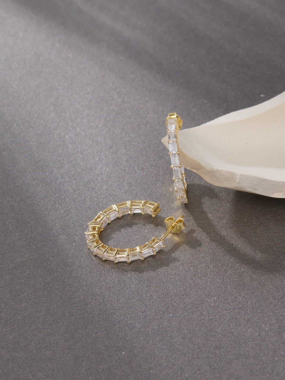 Baguette-Cut C-Hoop Earrings