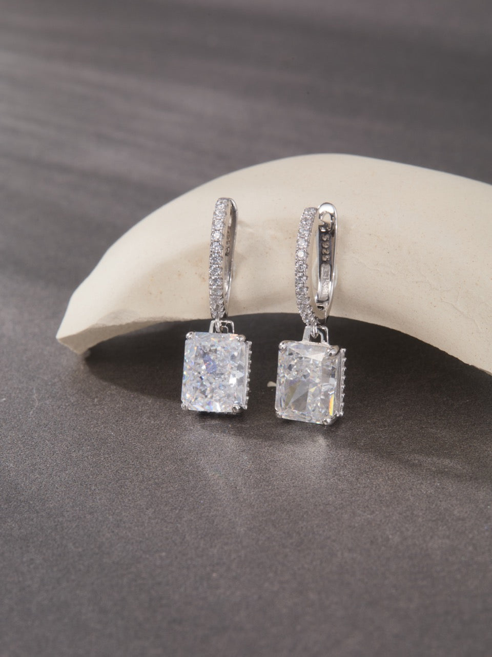 Radiant-Cut Drop Earrings