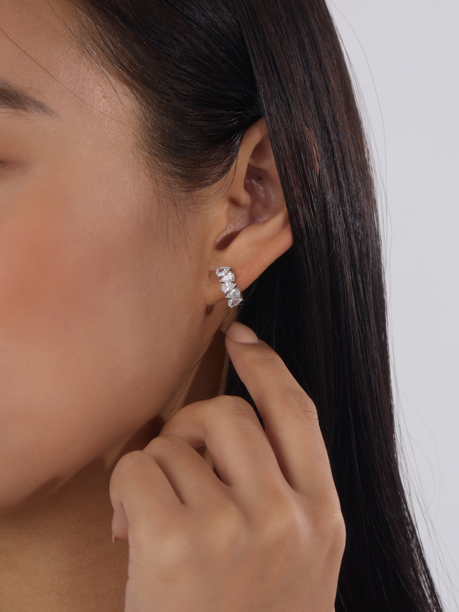 Pear Cut Huggie Hoop Earrings