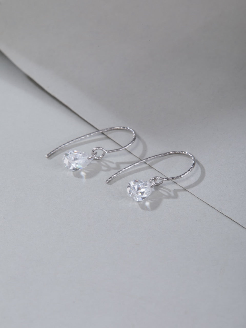 Pear-Cut Dangle Fishhook Earrings