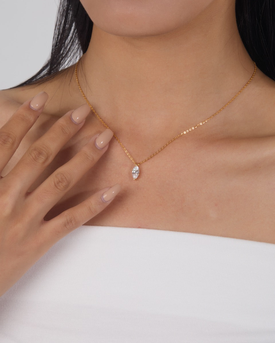 Marquise Cut Solitaire Necklace