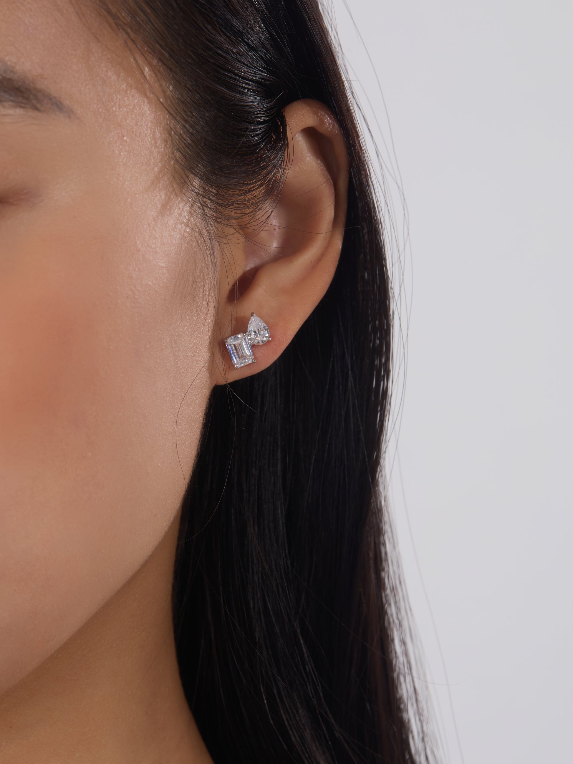 Pear & Emerald Cut Stud Earrings