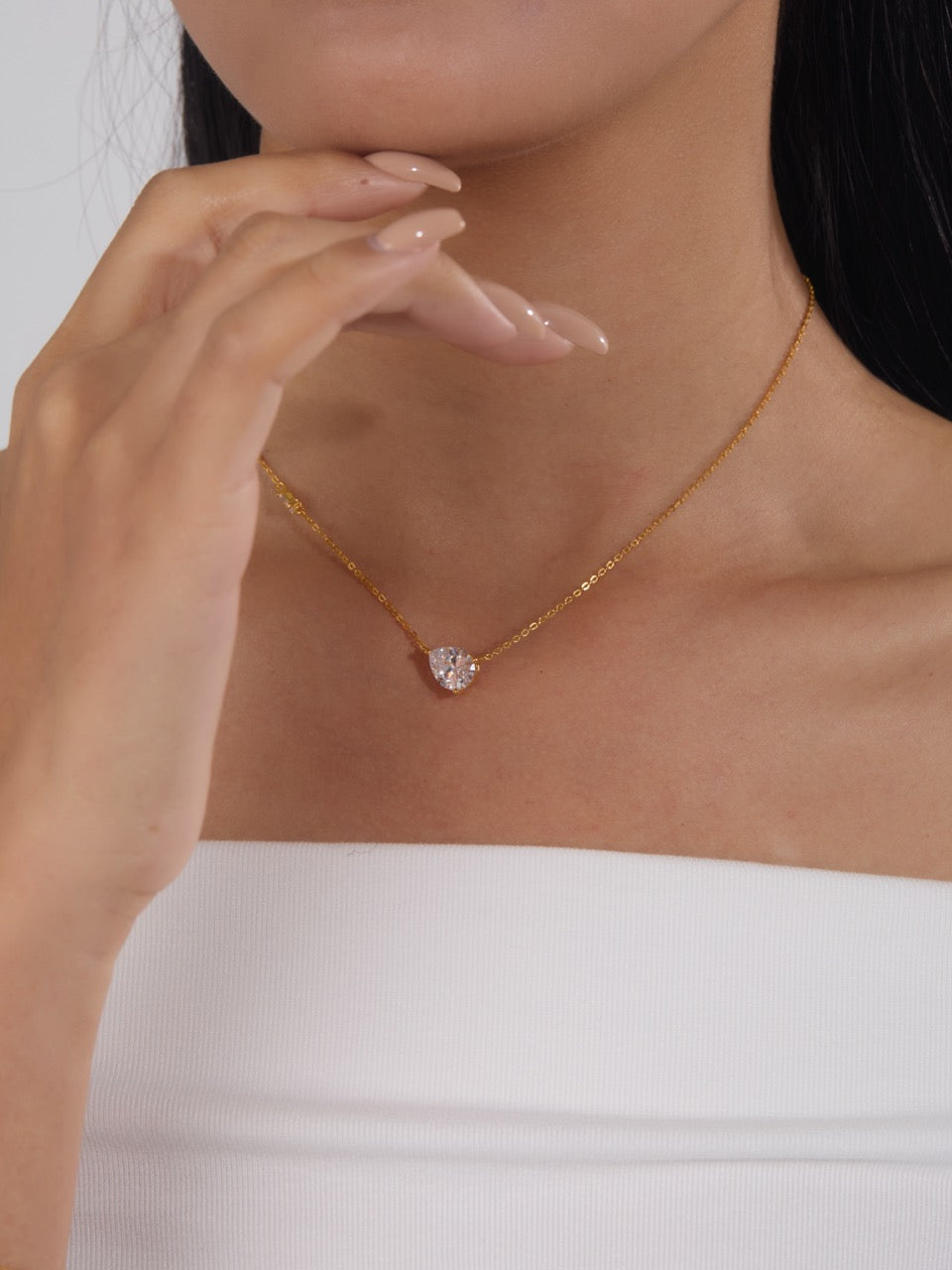 Pear Duo Station Necklace