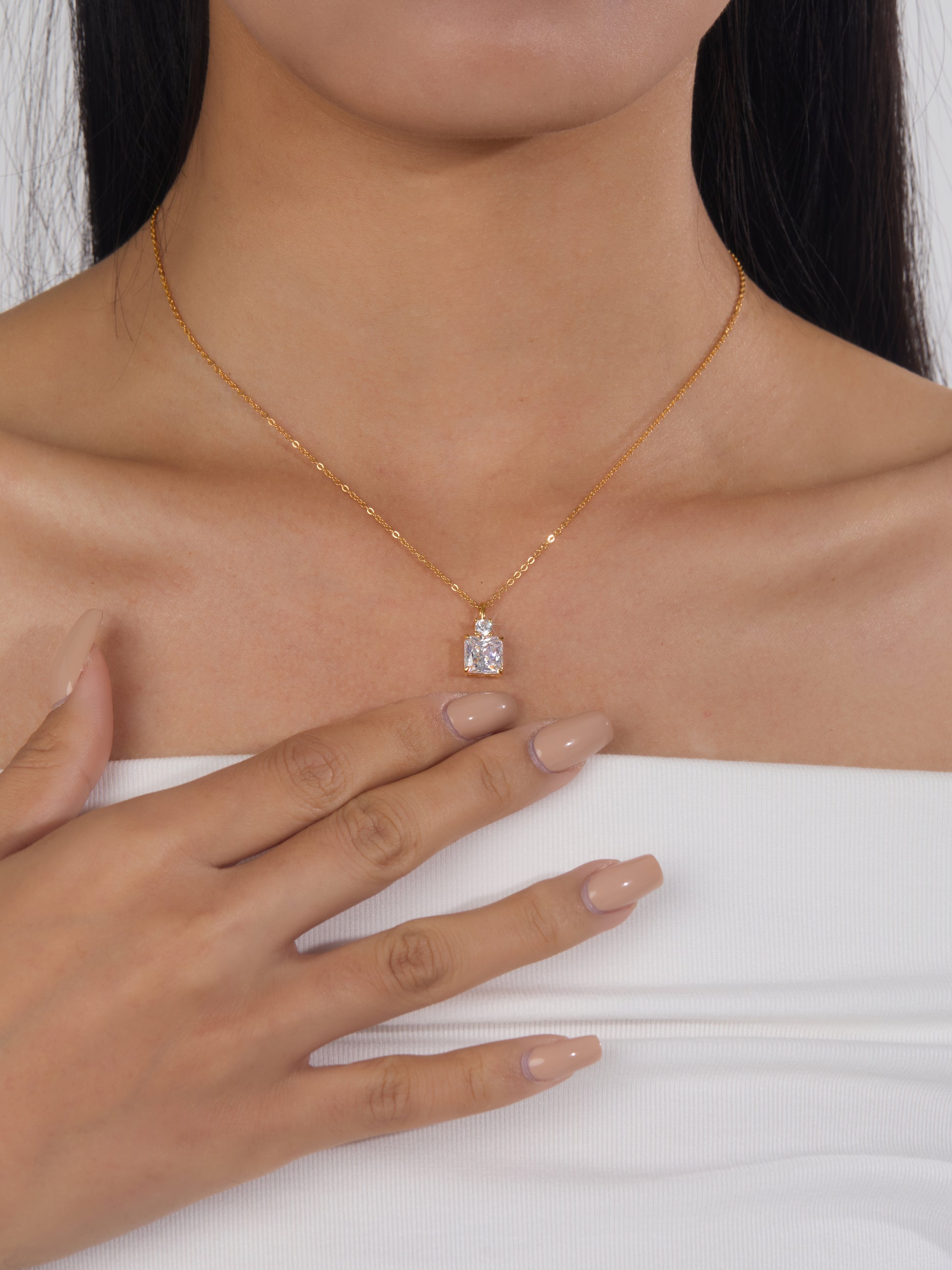 Radiant Solitaire Accent Necklace