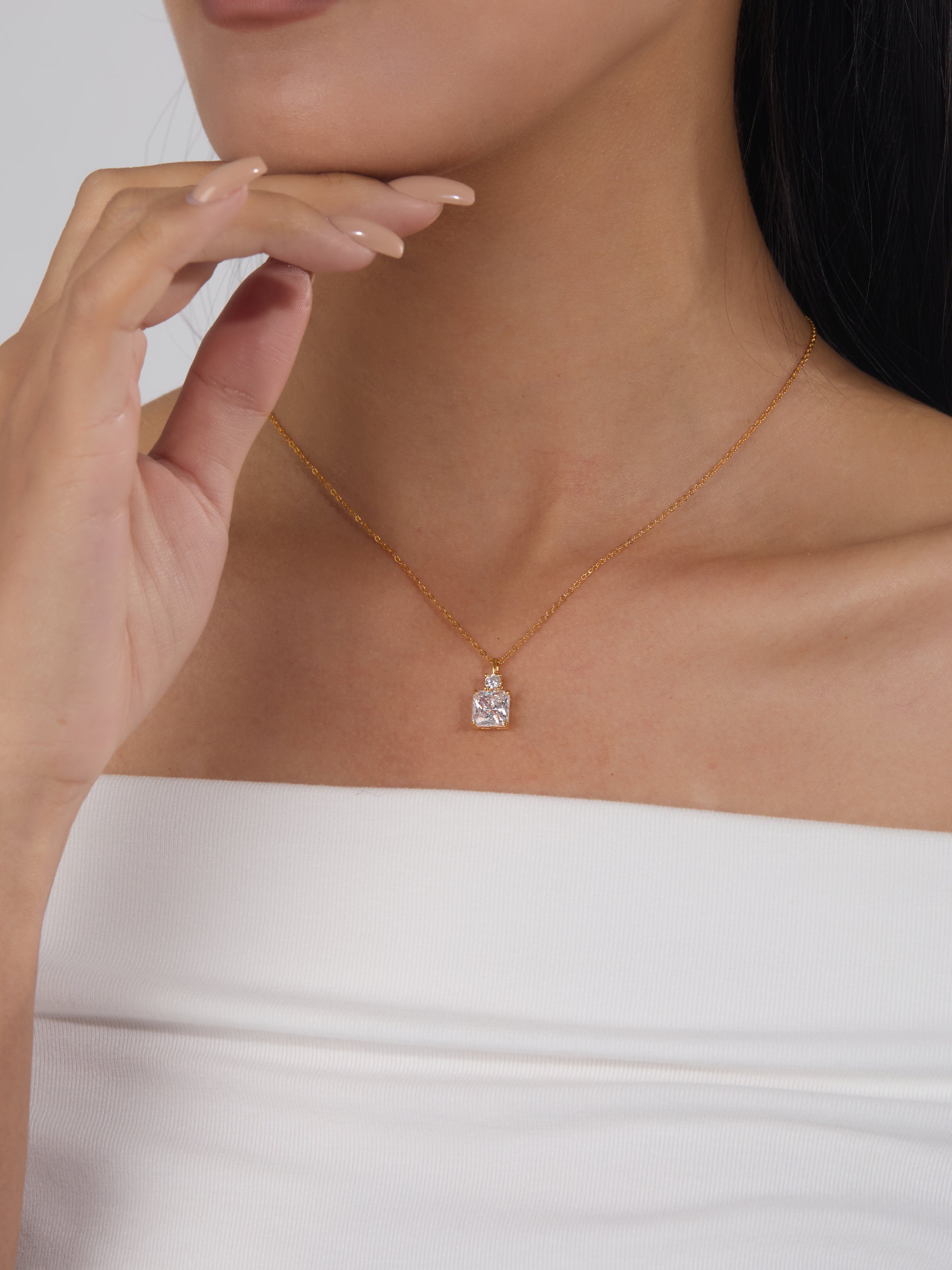 Radiant Solitaire Accent Necklace
