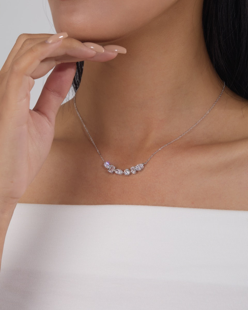 Mixed Cut Curved Necklace