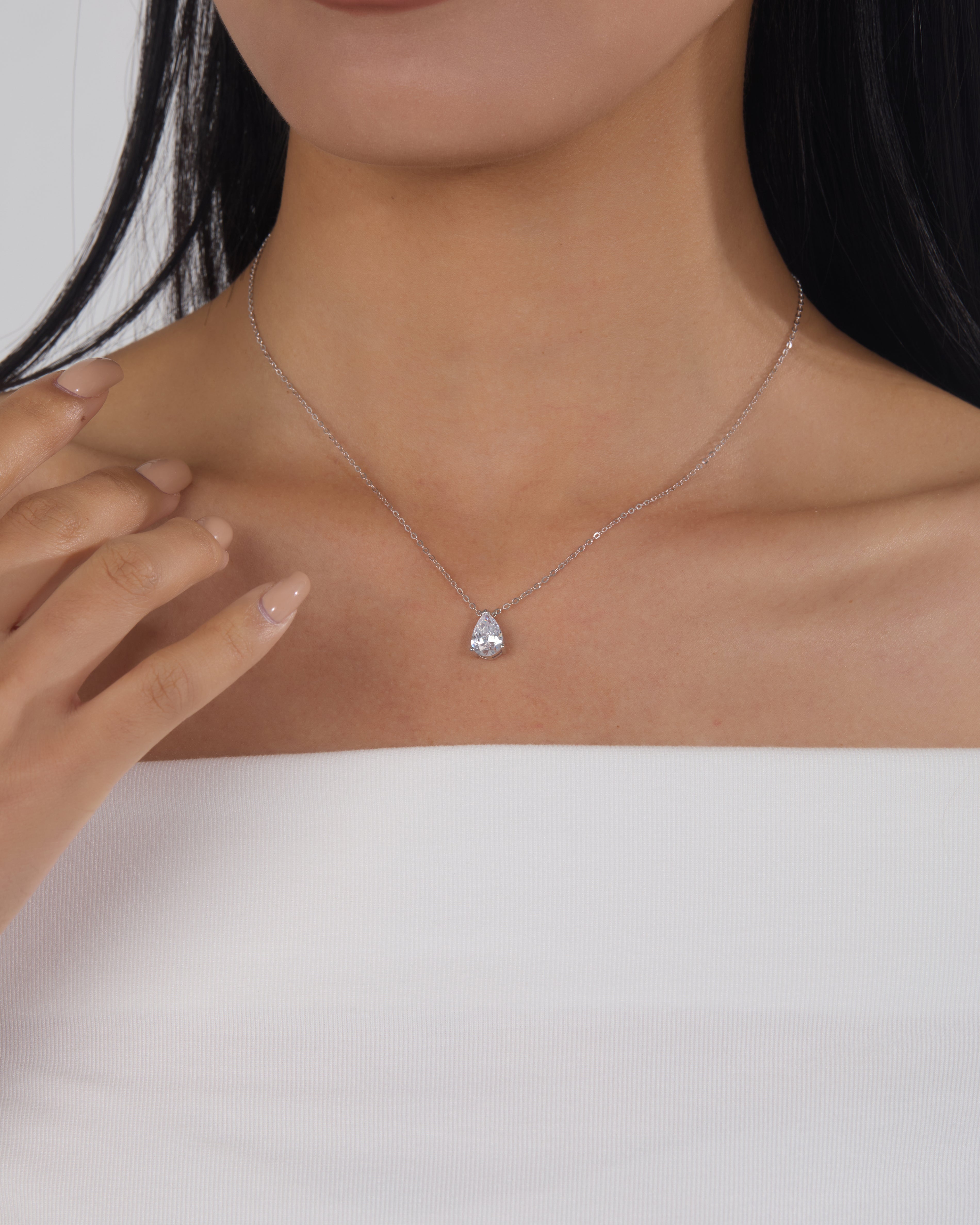 Pear Solitaire Necklace