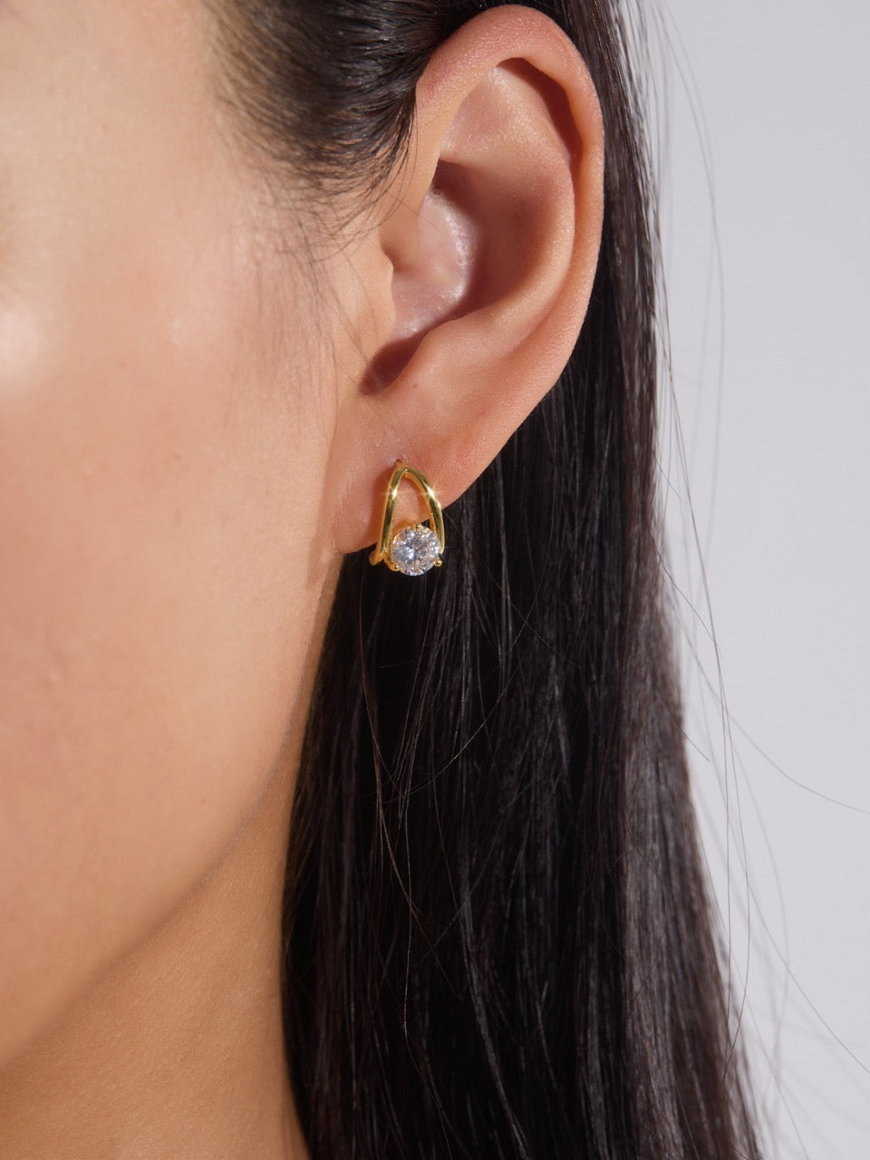 Curved Hoop Round Cut Earrings
