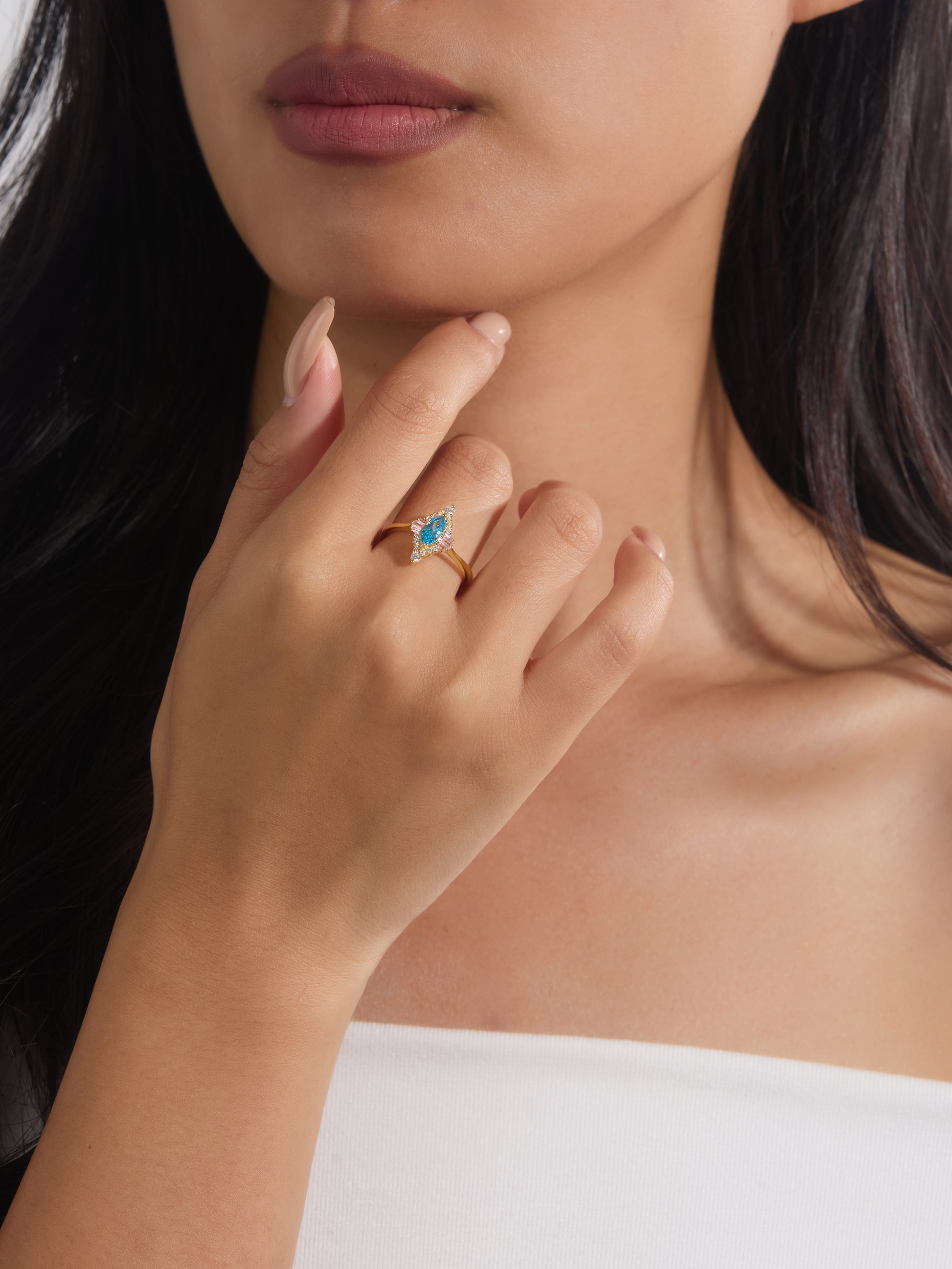 Aquamarine Marquise Halo Ring