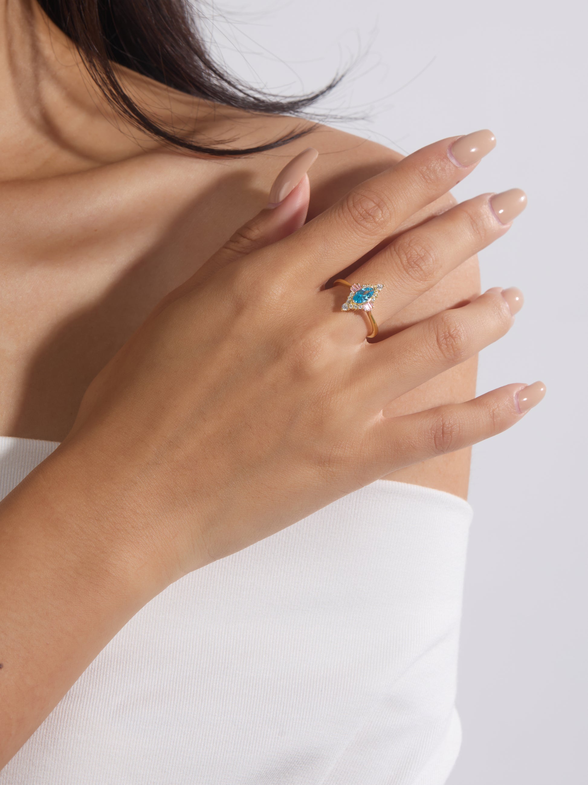 Aquamarine Marquise Halo Ring