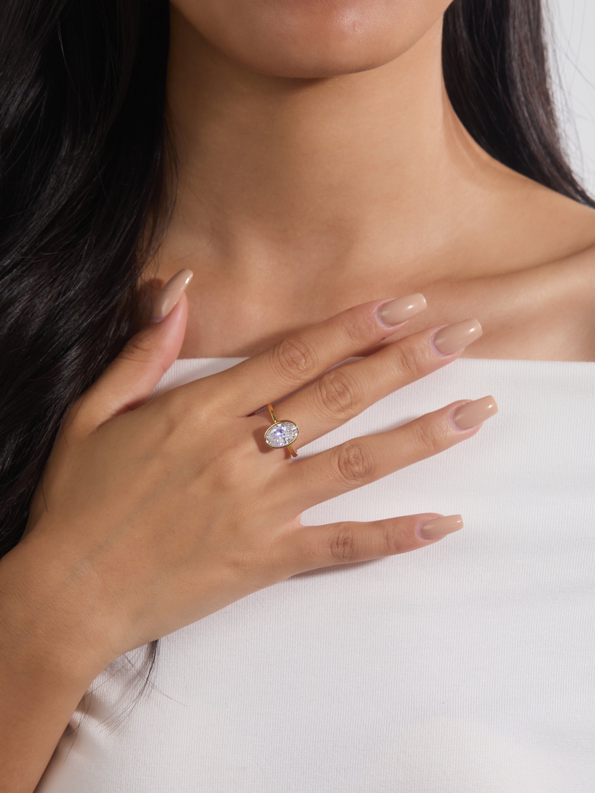Oval Cut Bezel Set Solitaire Ring