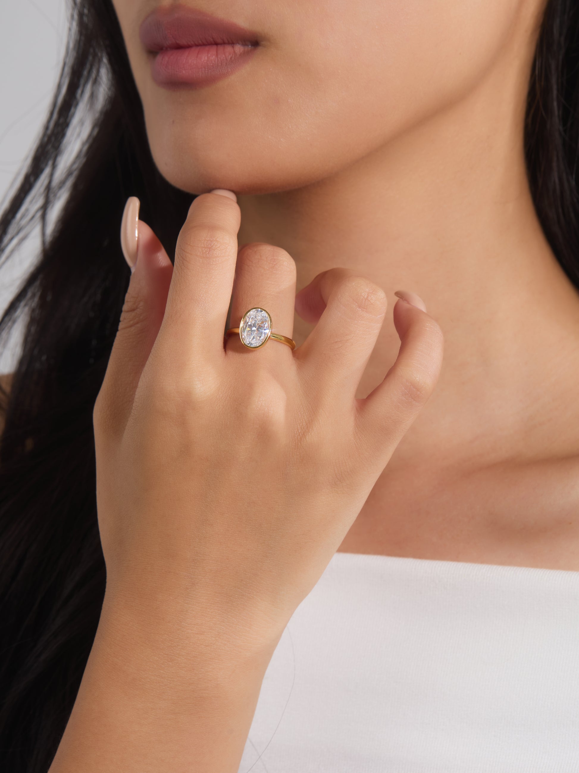 Oval Cut Bezel Set Solitaire Ring