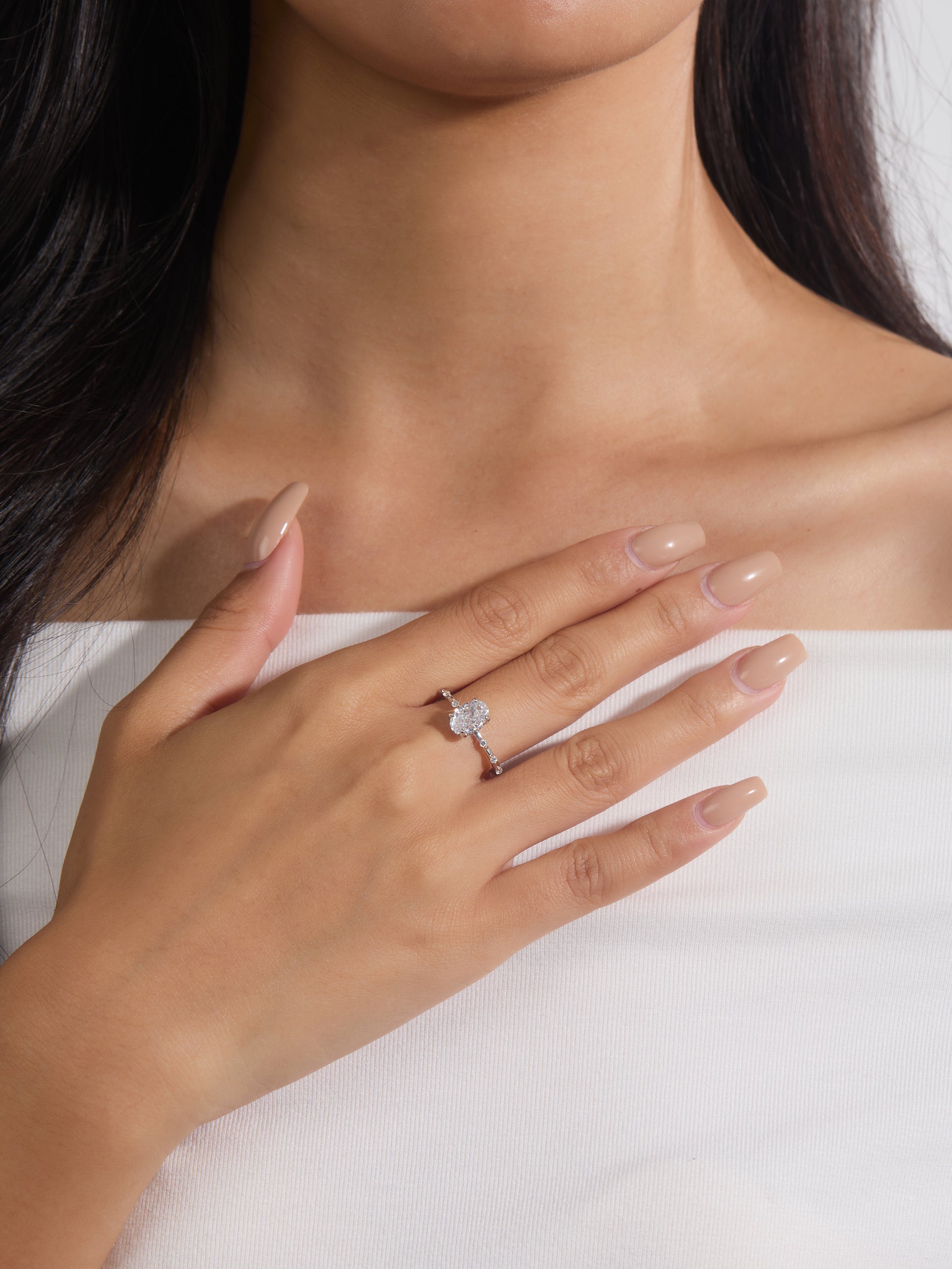 Oval Prong Set Accent Ring