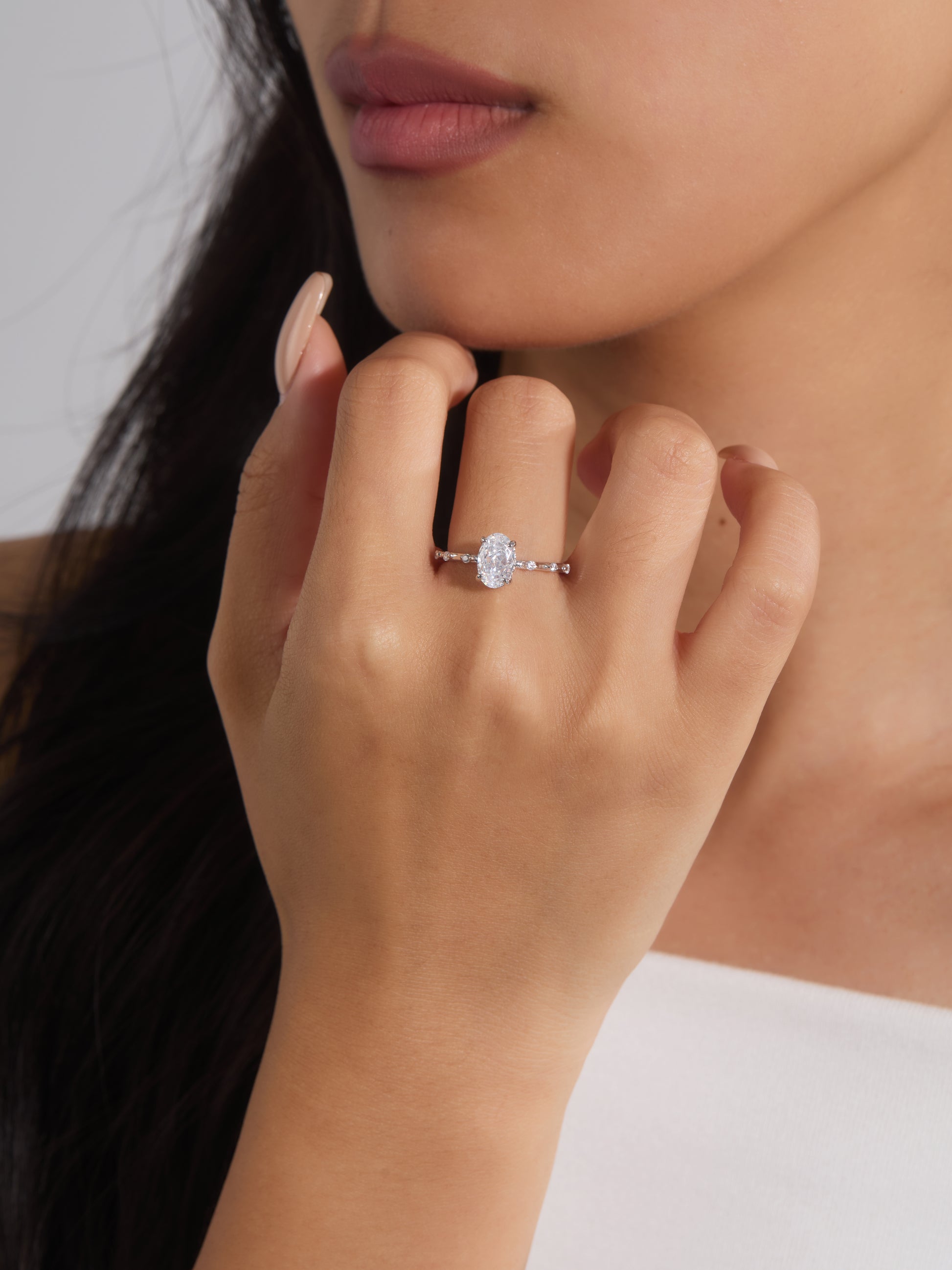 Oval Prong Set Accent Ring
