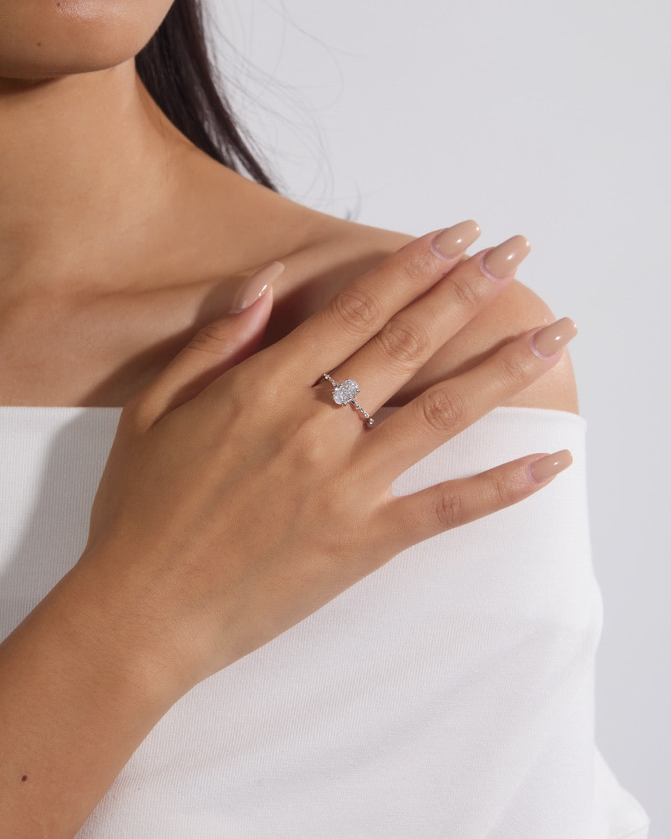 Oval Prong Set Accent Ring
