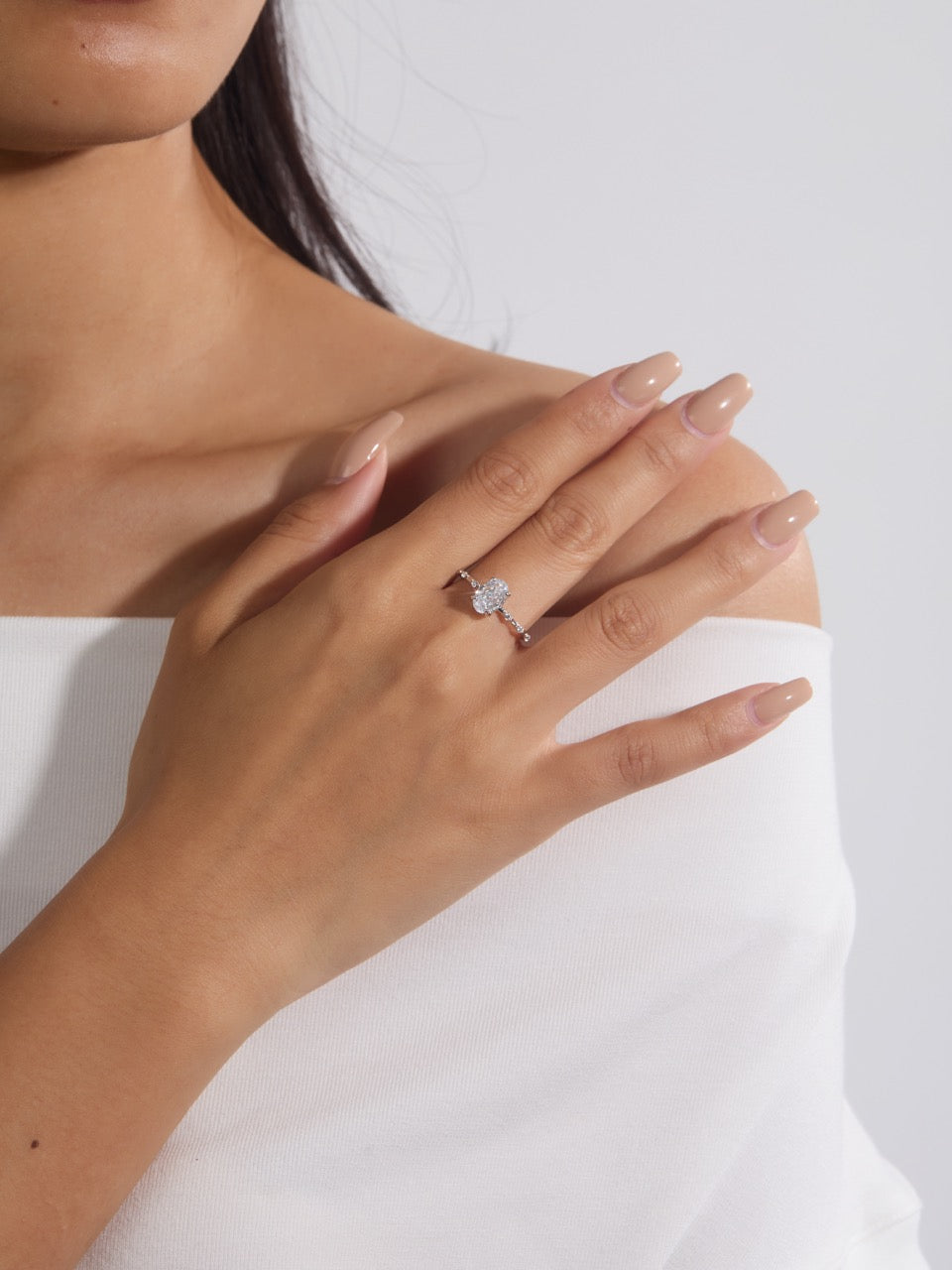 Oval Prong Set Accent Ring