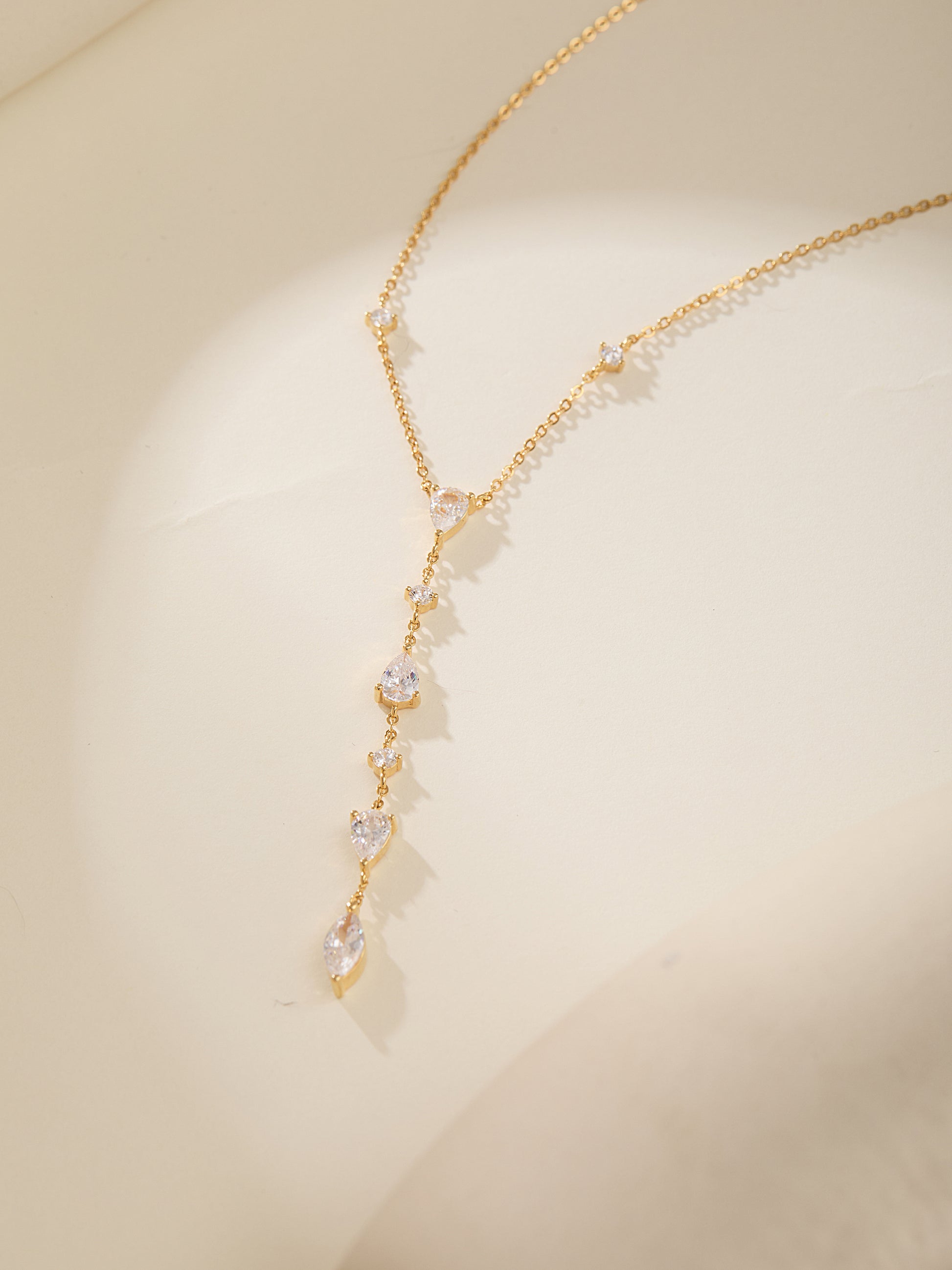 Mixed Cut Lariat Necklace