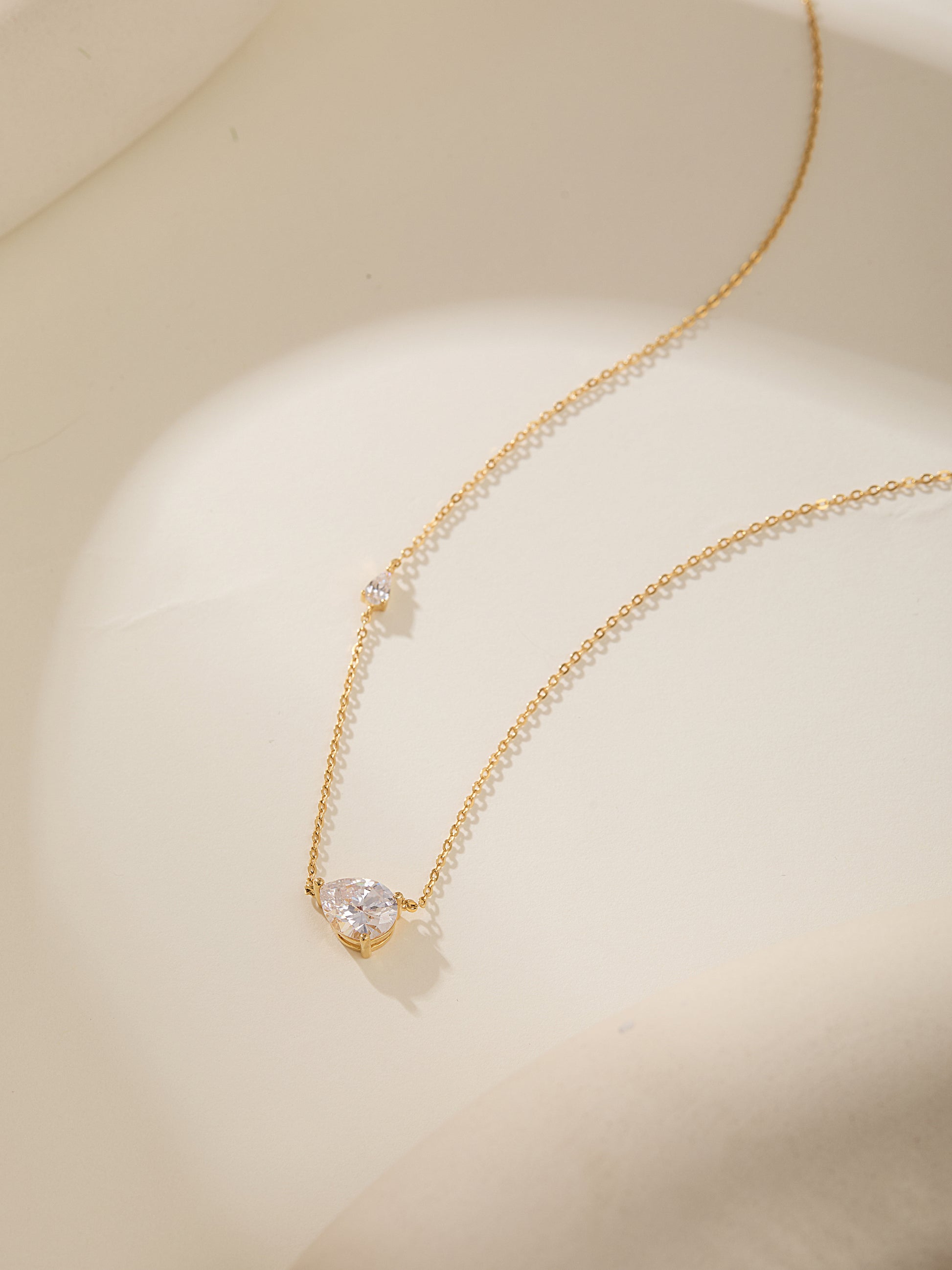 Pear Duo Station Necklace