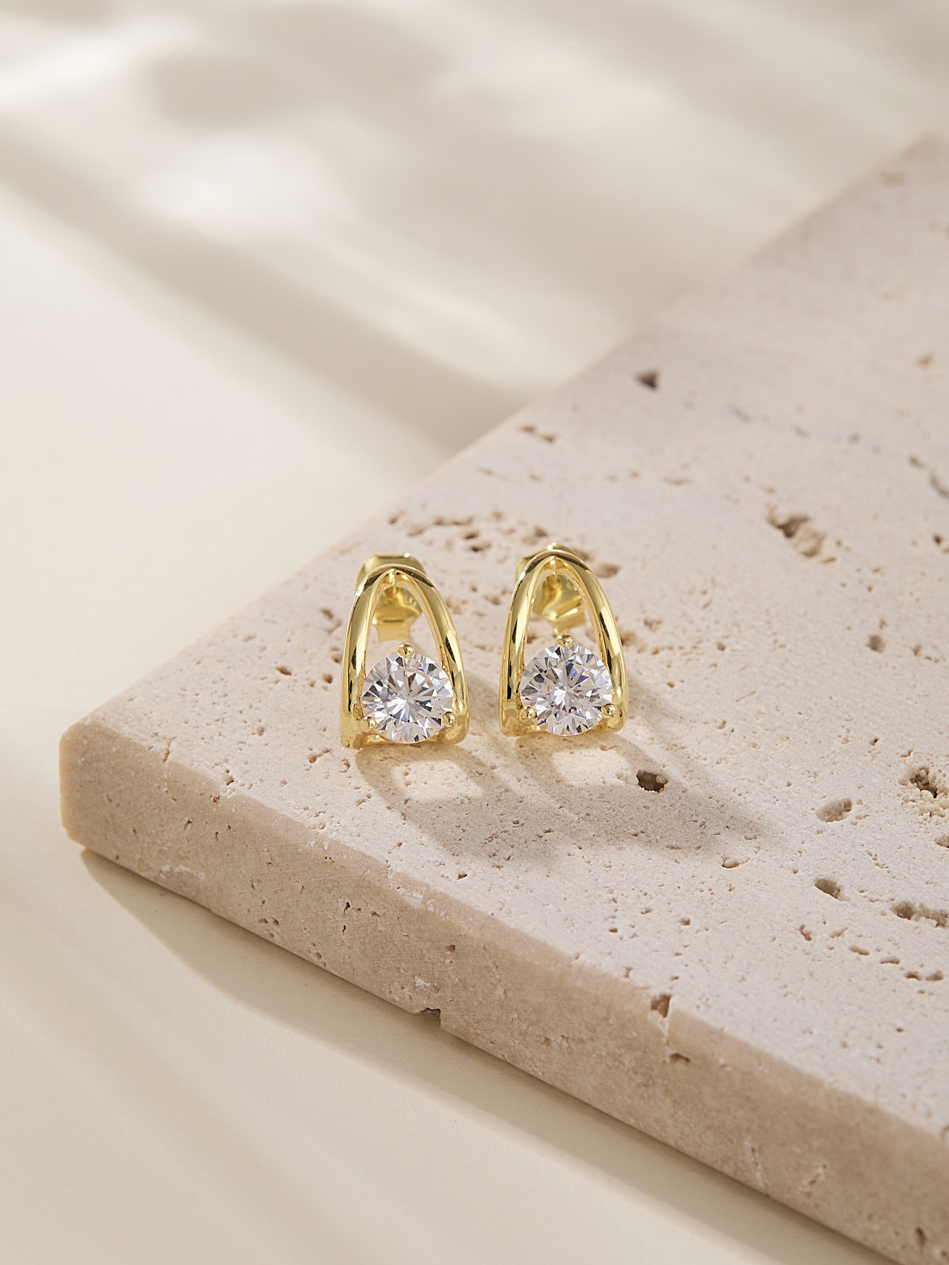 Curved Hoop Round Cut Earrings