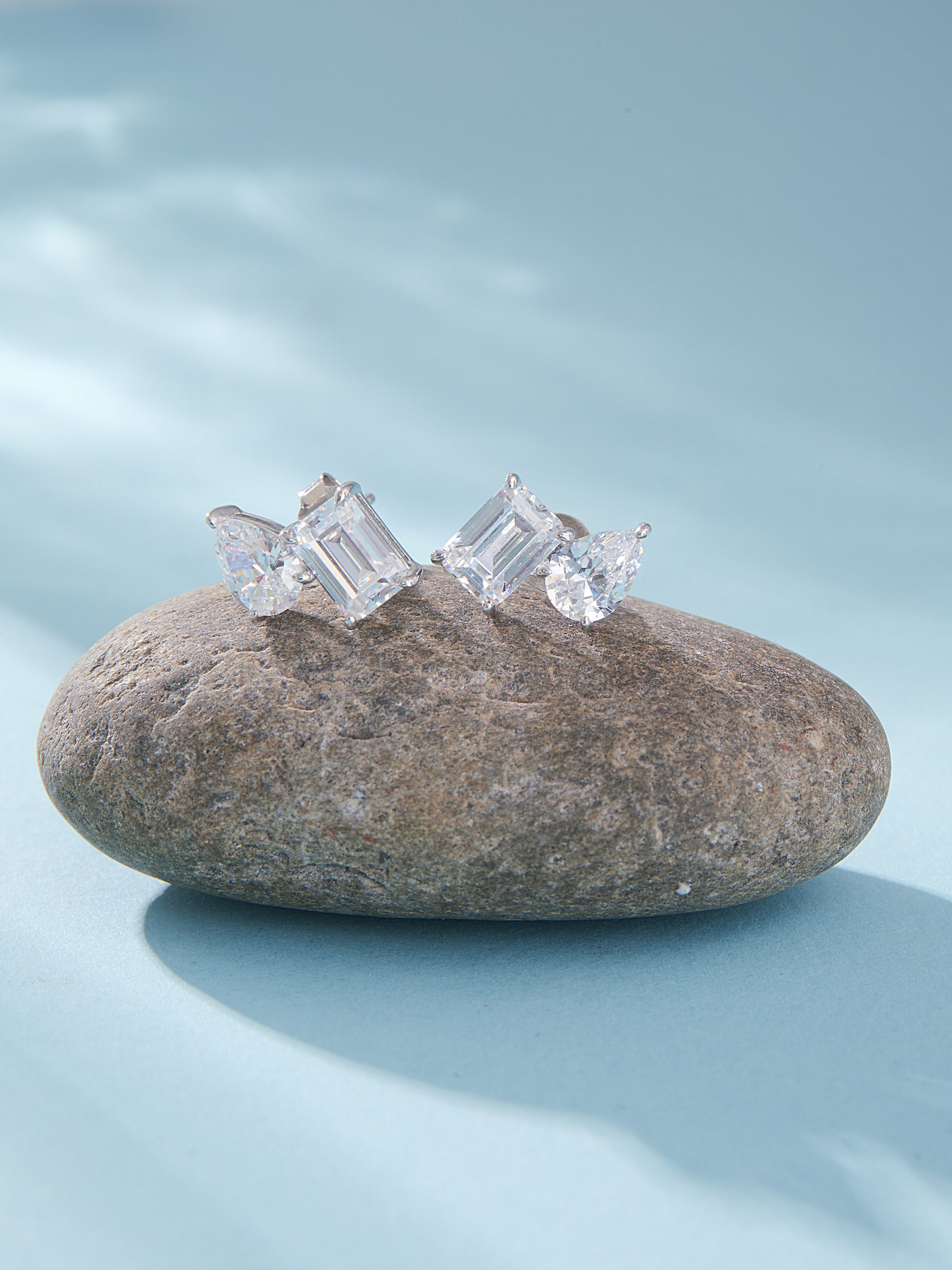 Pear & Emerald Cut Stud Earrings