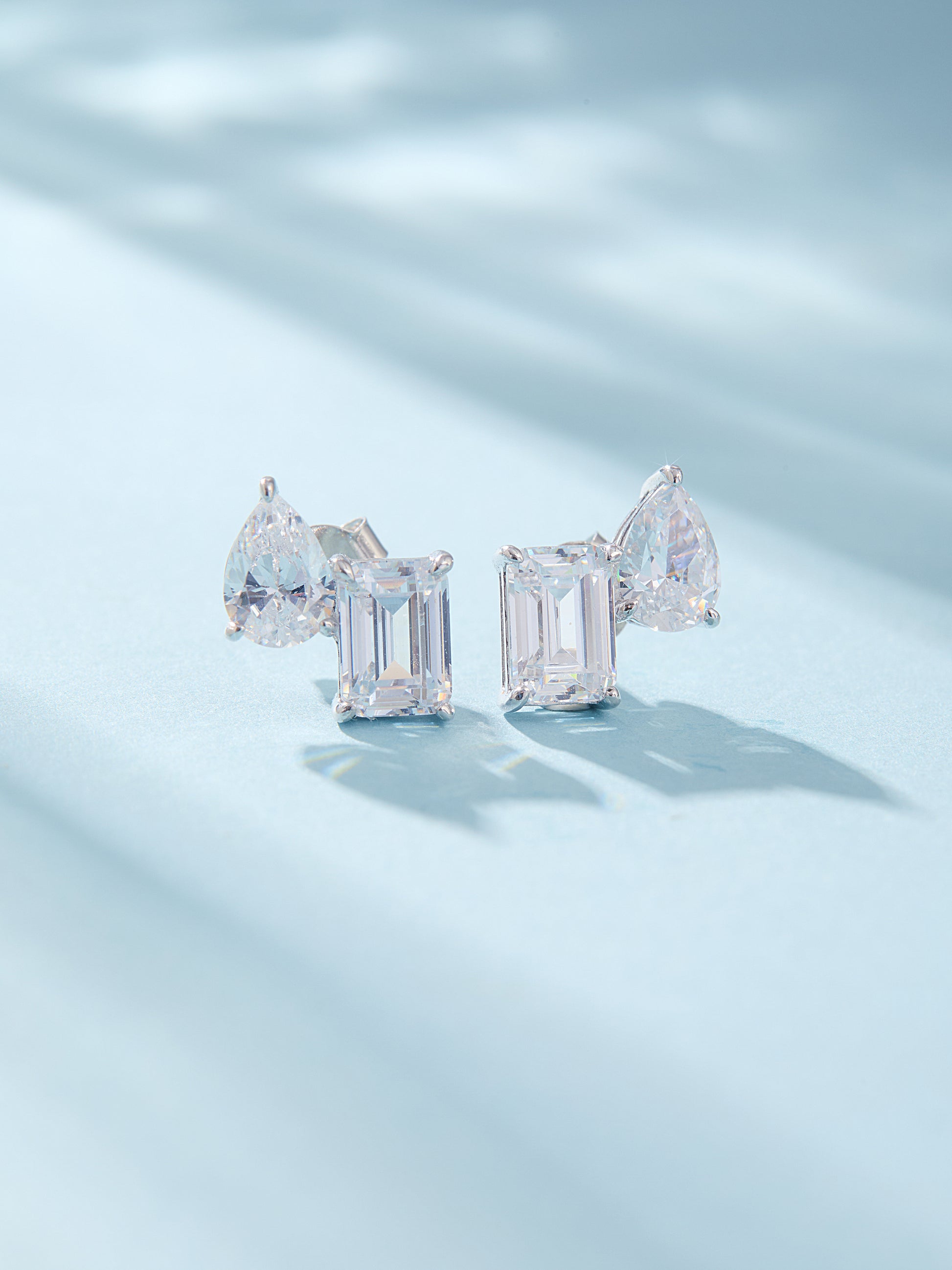 Pear & Emerald Cut Stud Earrings