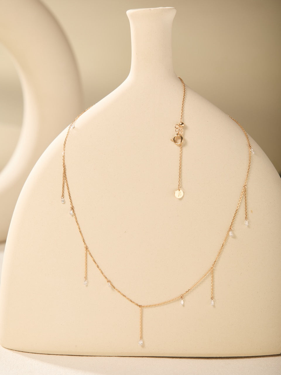 18K Gold Y-Shaped Multi Dangling Pear Lab Diamond Necklace (IGI)