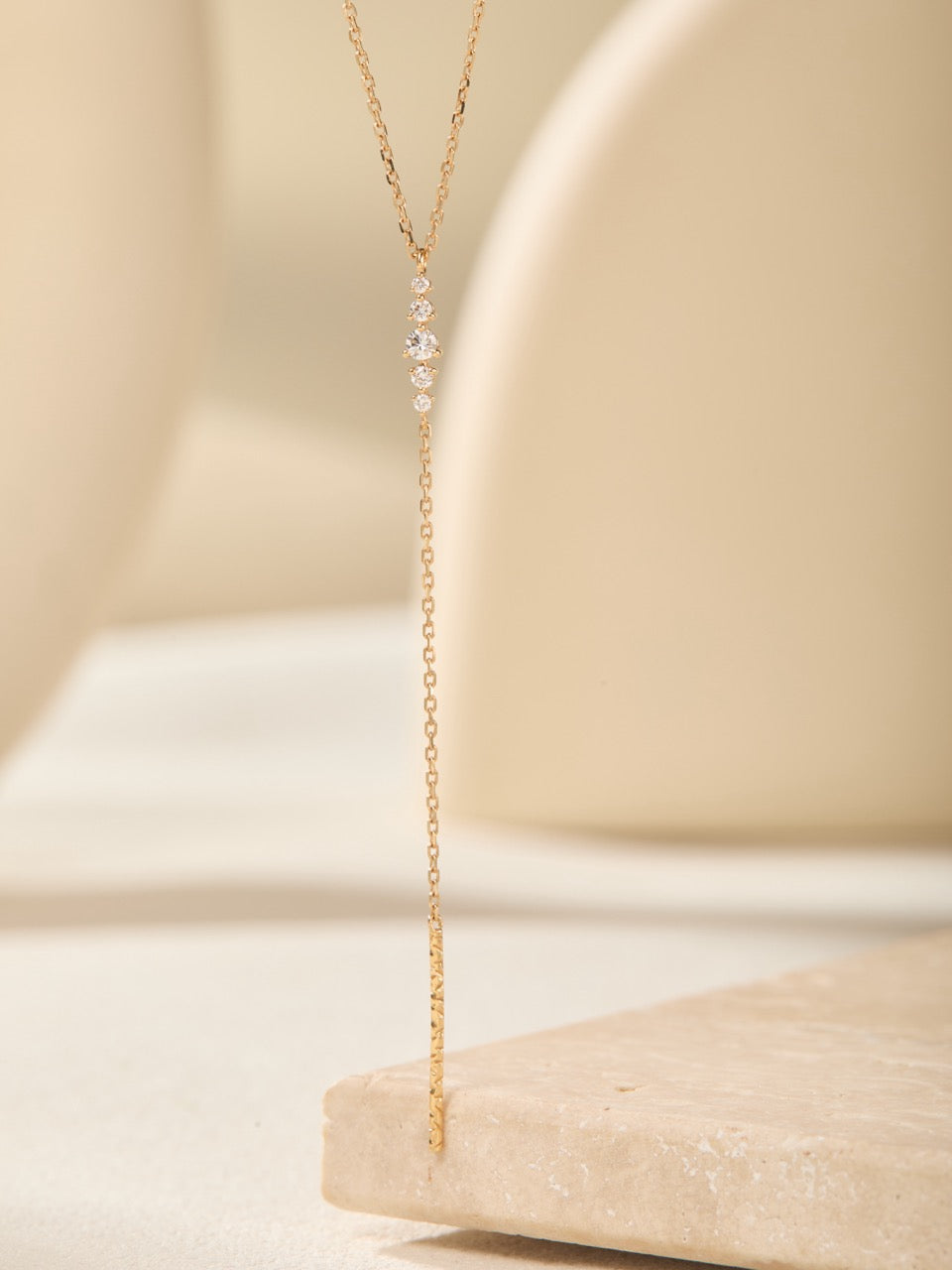 18K Gold Minimal Y-Drop Vertical Lab Diamond Necklace (IGI)