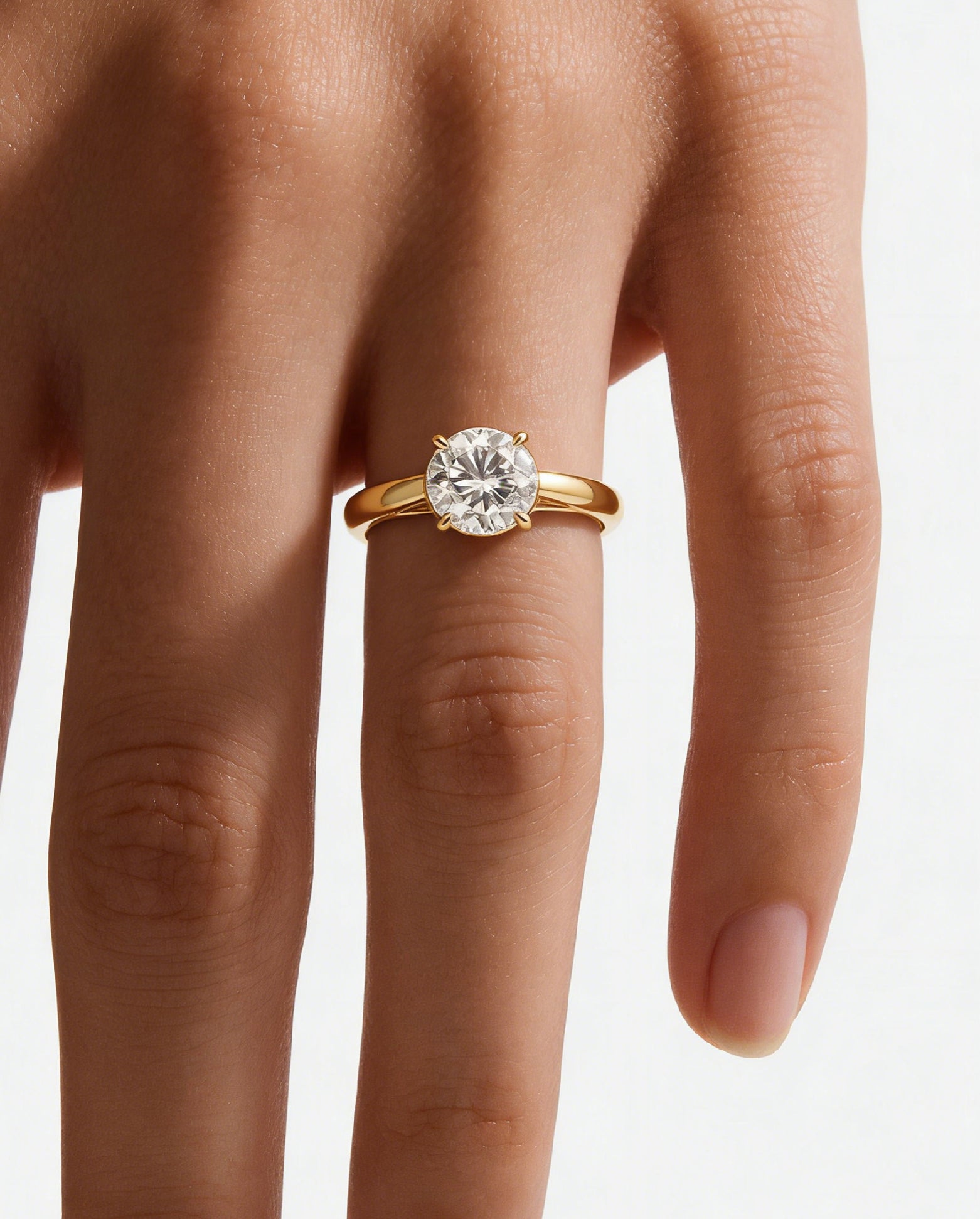 10K Round Brilliant Solitaire Diamond Ring