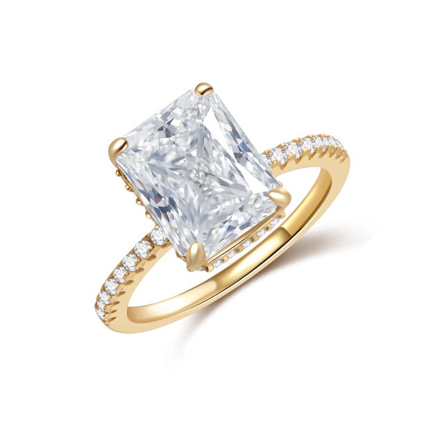 4ct Radiant-Cut Silver Ring