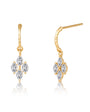 18K Gold Four Marquise Lab Diamond Floral Drop Hook Earrings (IGI)