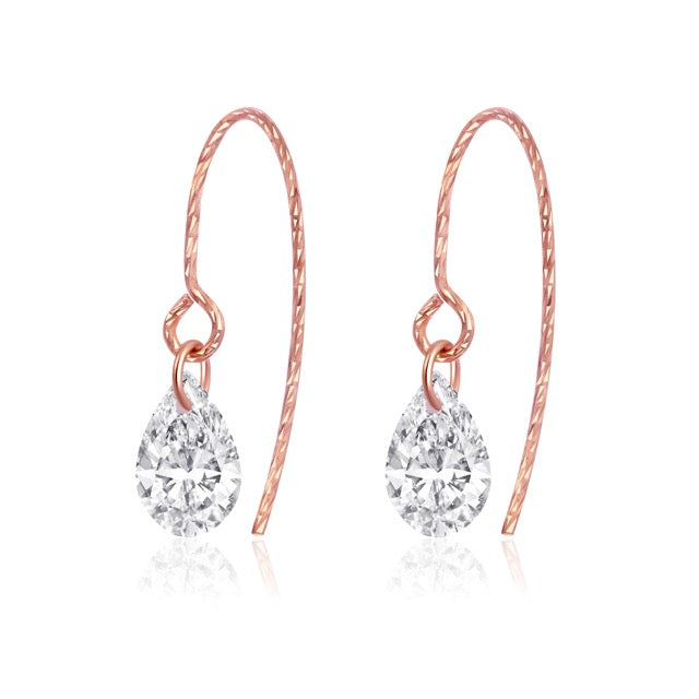 Pear-Cut Dangle Fishhook Earrings