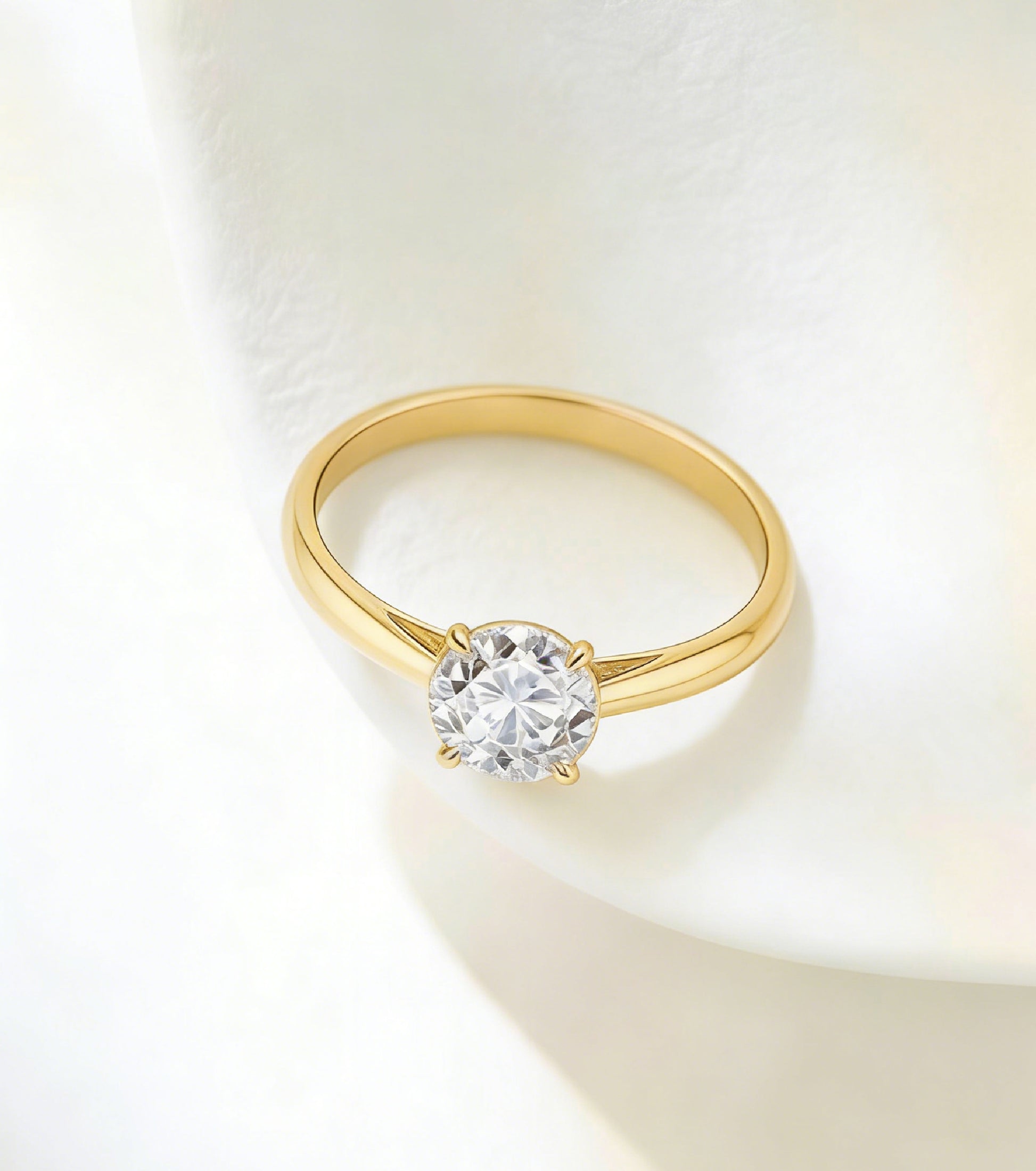 10K Round Brilliant Solitaire Diamond Ring