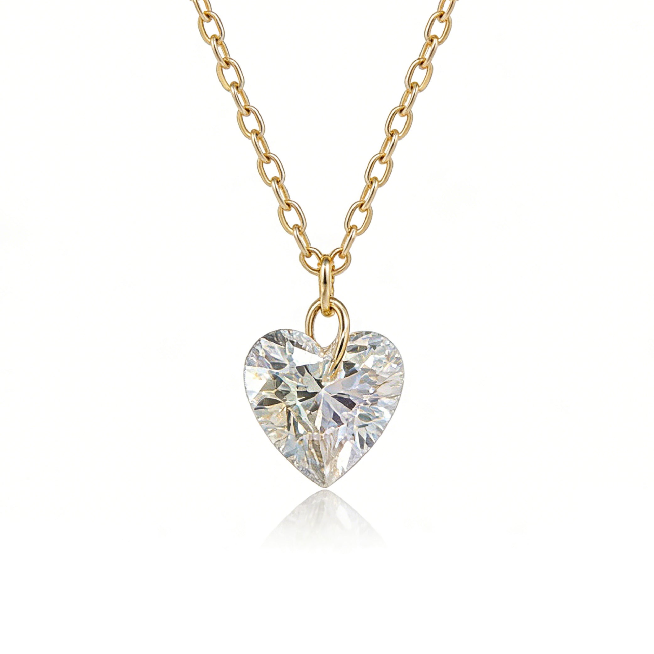 10K Heart Cut Solitaire Necklace