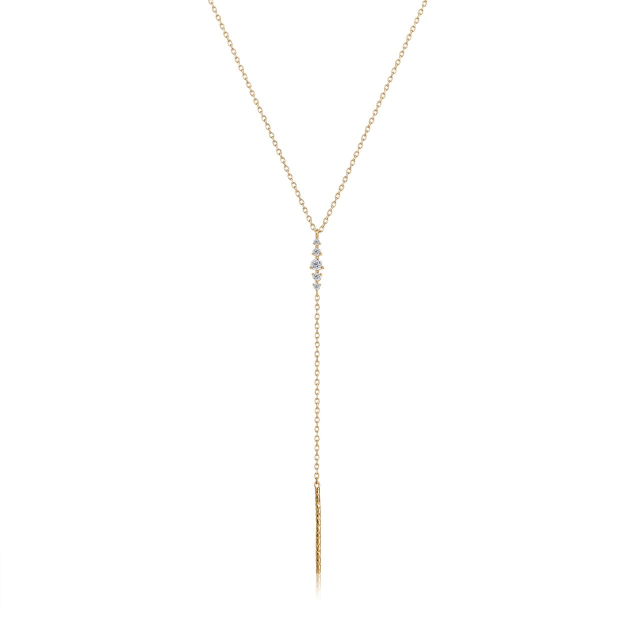 18K Gold Minimal Y-Drop Vertical Lab Diamond Necklace (IGI)