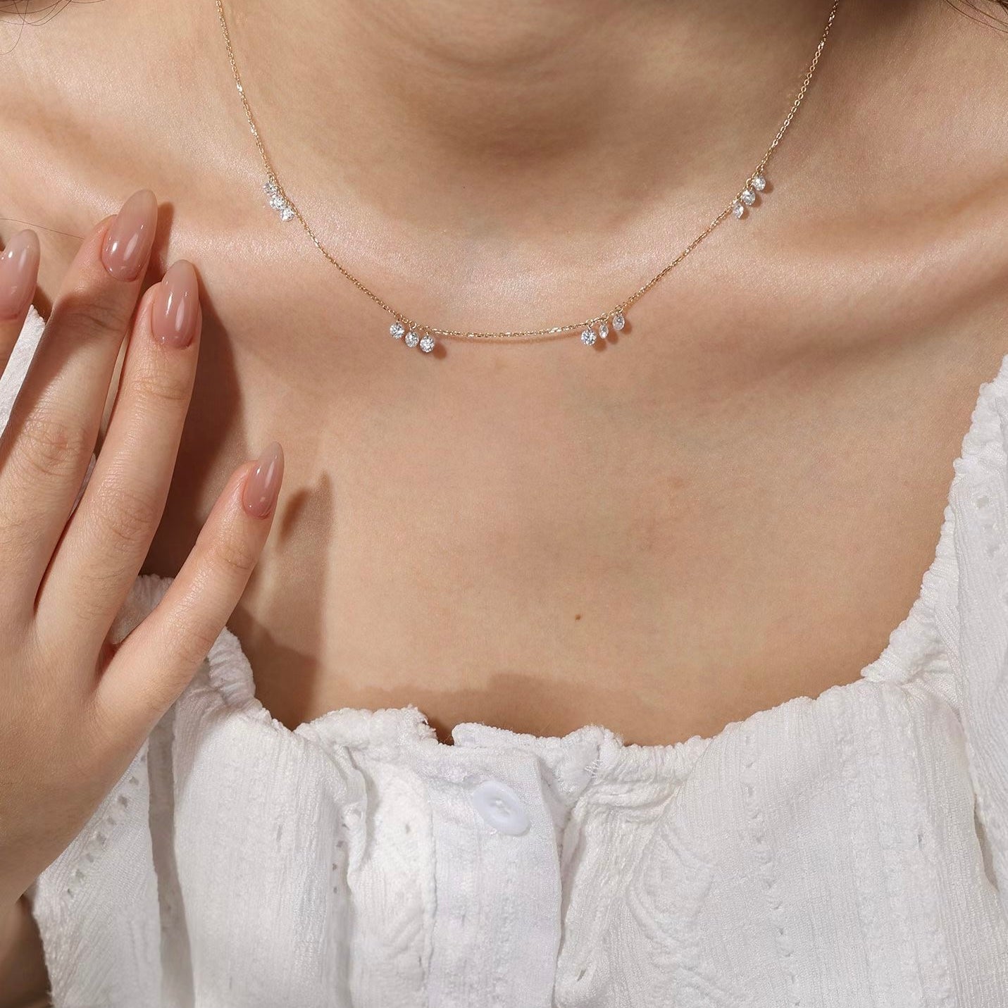 Dainty Gold Cable Lab Diamond Necklace (IGI)