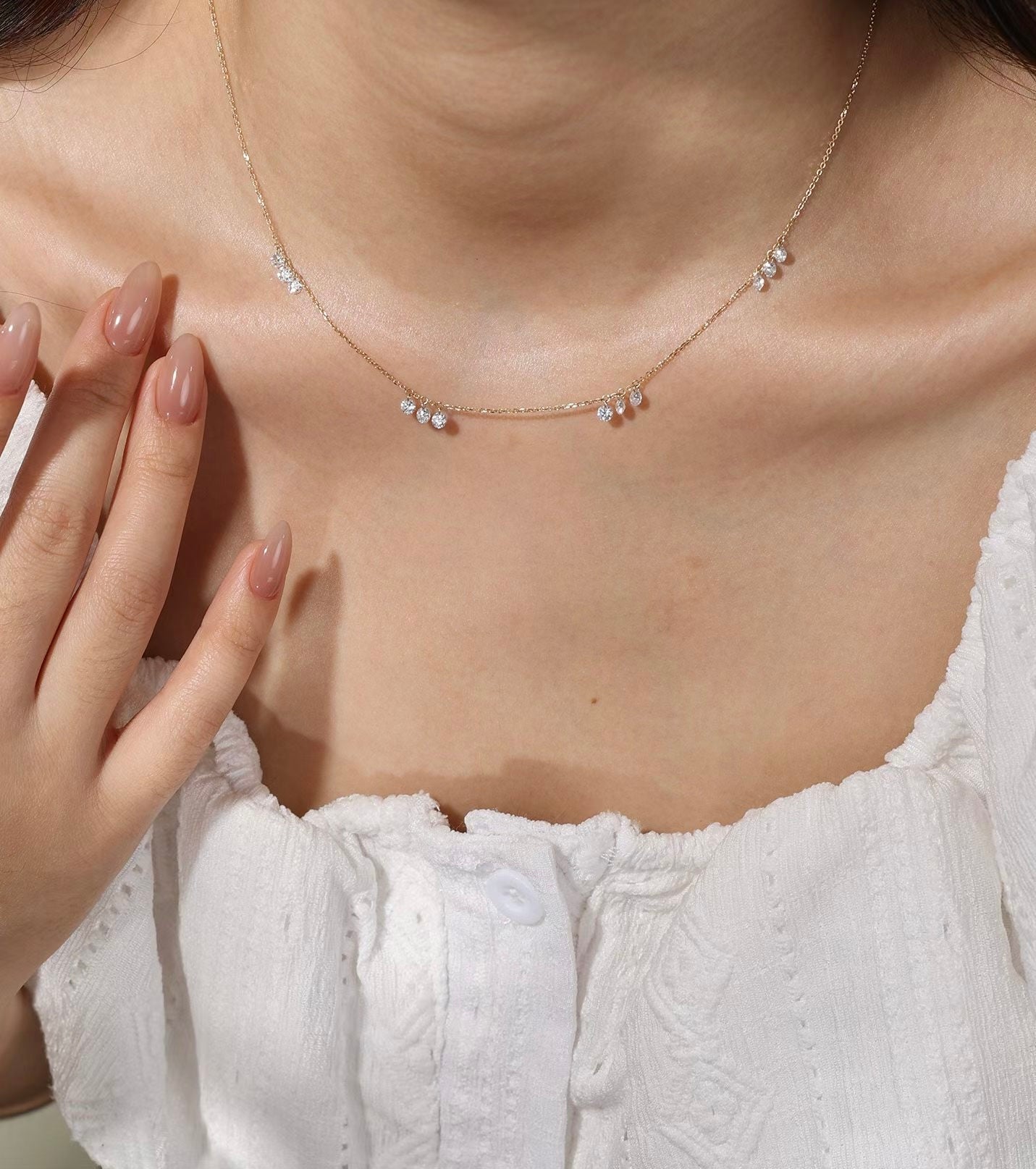 Dainty Gold Cable Lab Diamond Necklace (IGI)