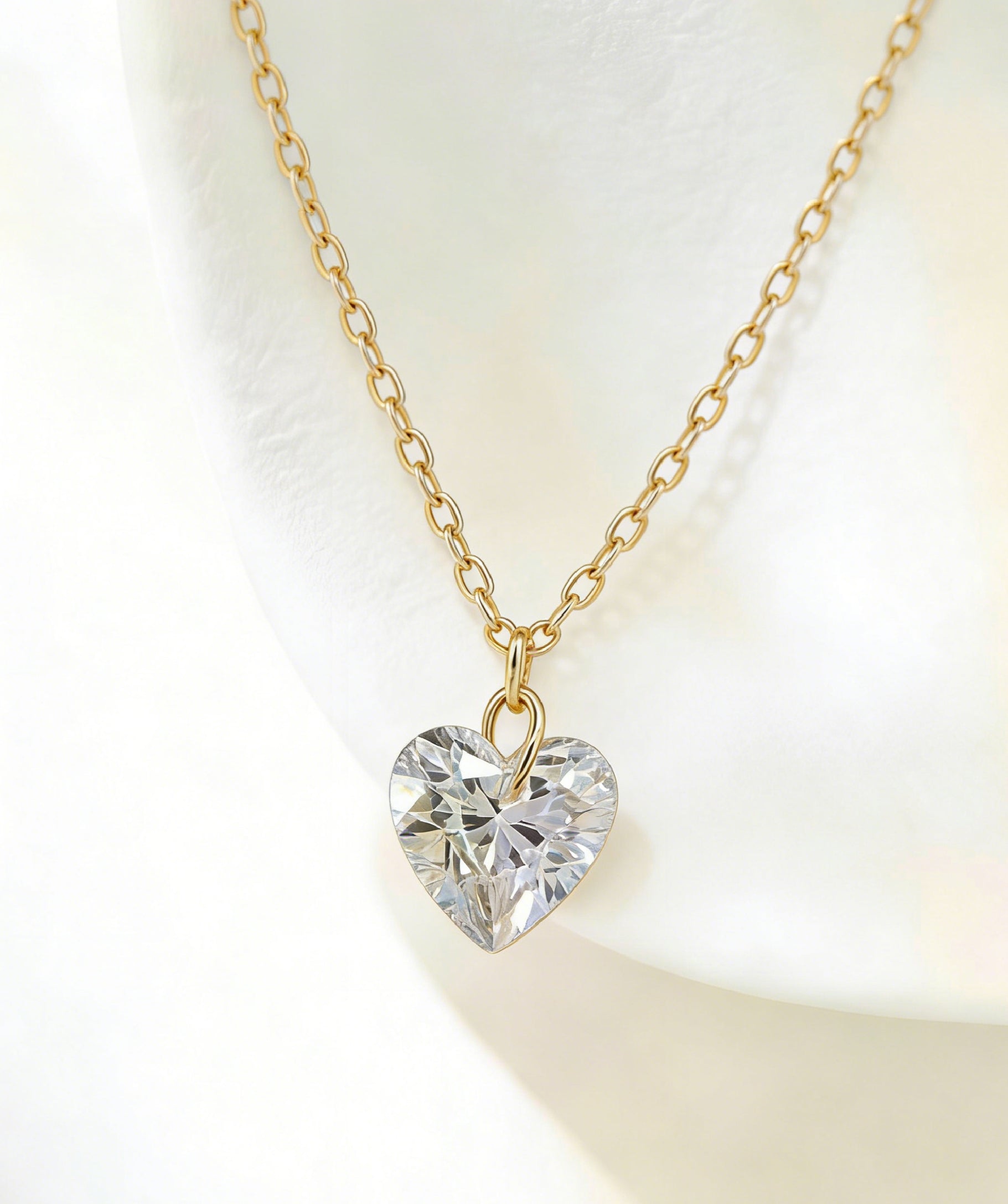 10K Heart Cut Solitaire Necklace
