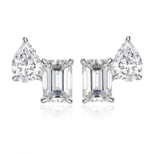 Pear & Emerald Cut Stud Earrings