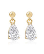 Gold Ball Stud with Pear Drop
