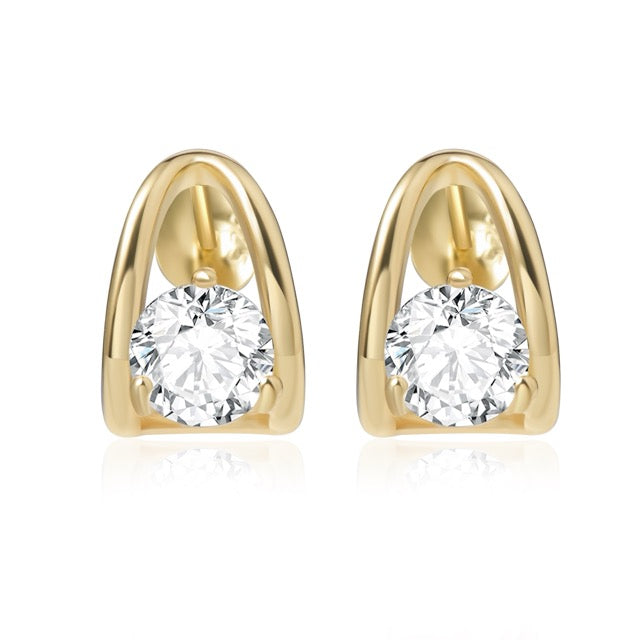 Curved Hoop Round Cut Earrings