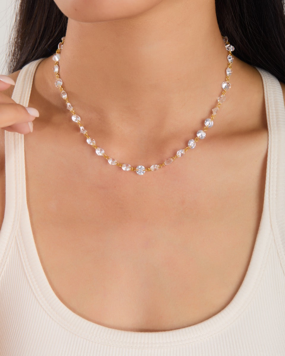 Alternating Round Tennis Necklace