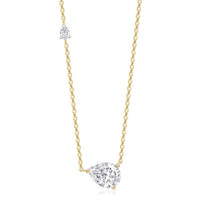 Pear Duo Station Necklace