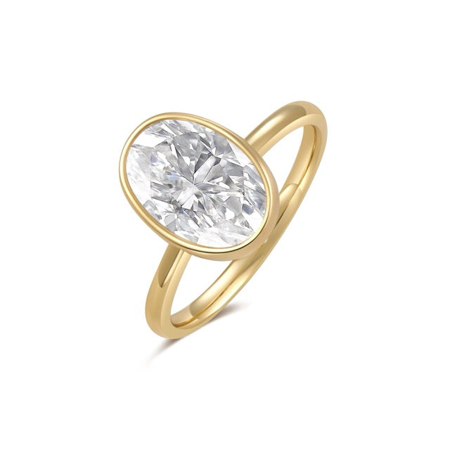 Oval Cut Bezel Set Solitaire Ring