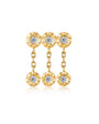 18K Gold 6-Stone Hammered Disc Link Drop Earrings (IGI)