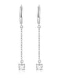 Long Chain Solitaire Huggie Earrings